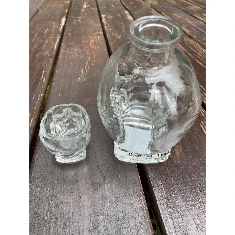 Crystal Head Vodka Skull Glass Decanter 750ml and Skull Shot Glass Set Clear